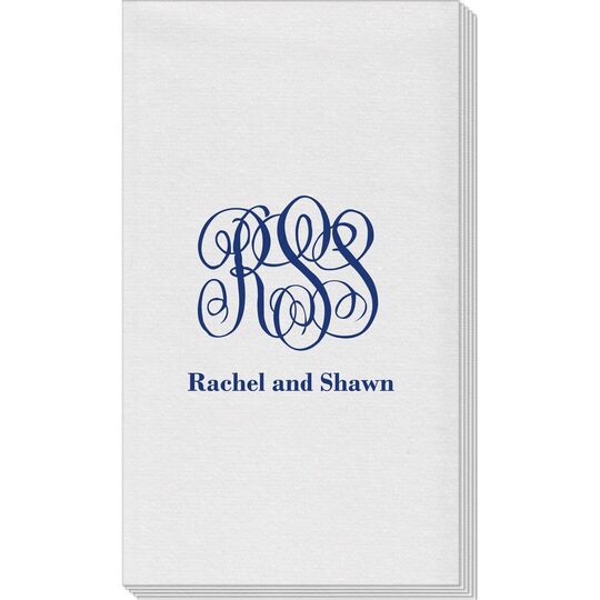 Large Script Monogram with Text Linen Like Guest Towels